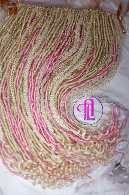 Oink  Blonde 613 Single End  SE 75 Piece Set Straight wavy dreads tebraid Bohemian synthetic dreadlock Soft Boho Dread Braid Hair Extension
