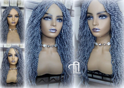 Senegalese Twist Wig Salt Pepper  44 51 Long Wavy Curly Grey Silver Braids Long Straight Small Storm Twist Platinum Braids woc wig