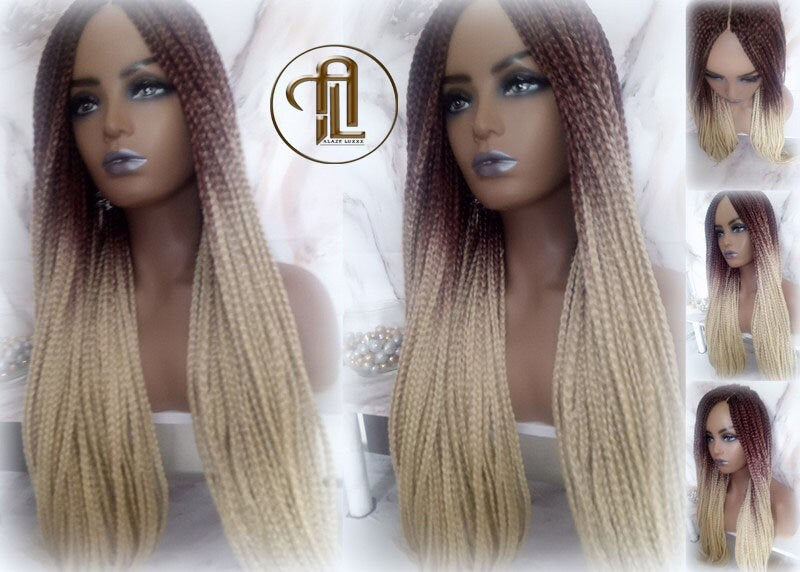 Box Braid Wig Ombre Gradient Brown Blonde 24 26 Inch Braid Wig Really Long Viking Braids Mermaid Hair Multi Color