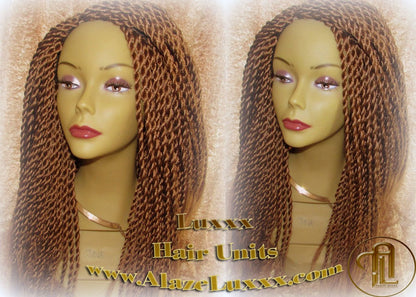 Senegalese Twist Wig Auburn '18 #30 NEW Natural Look! Handmade Unit! Glueless Lace Part! Medium Kinky Twists Box Braid Wigs Havana Straight