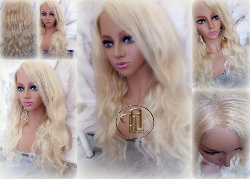 Blonde 613 Virgin Hair Wig Lace Closure Short 22 In Wavy Loose Body Wave Lace Front Curly Human Hair Blonde Wig