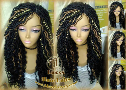 Gypsy Locs Wig Synthetic Dred Lock Bohemian Boho Crochet Braid Goddess Faux Locs Wig Black Blonde 27 Dread Wig Wavy Black Dread 1B Long