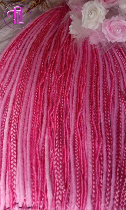 Single End Hot pink Light pink SE Set Straight wavy dreads textured braid Bohemian synthetic dreadlock Soft Boho Dread Braid Hair Extension