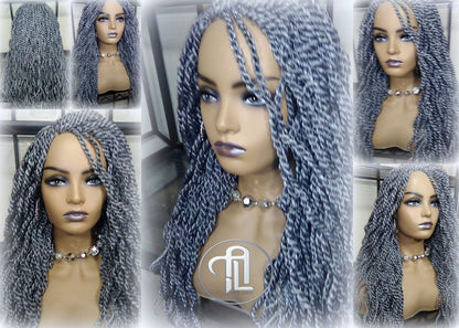 Senegalese Twist Wig Salt Pepper  44 51 Long Wavy Curly Grey Silver Braids Long Straight Small Storm Twist Platinum Braids woc wig