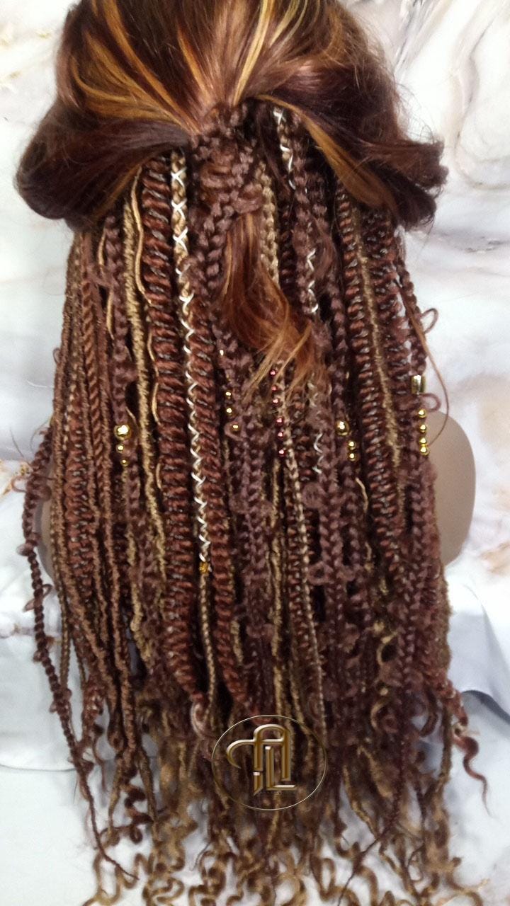 Lace Frontal Human Hair Dread Braid Twist Boho Synthetic China Bang Bohemian Ombre Brown Blonde Long Wavy Curly Balayage Wig Viking Wig