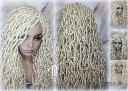 Nu Locs Distressed Soft Locs Platinum Blonde Braided Wig Gypsy Bohemian Boho 613 Goddess Faux Dread Locs Faux Locs