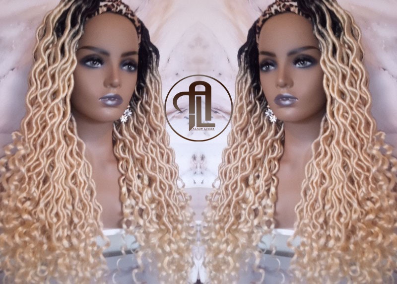 Headband Wig Gypsy Bohemian 613 Goddess Faux Dread Wig 1B Black Blonde Ombre Dark Roots Marley Dred Lock Platinum Braided Wig