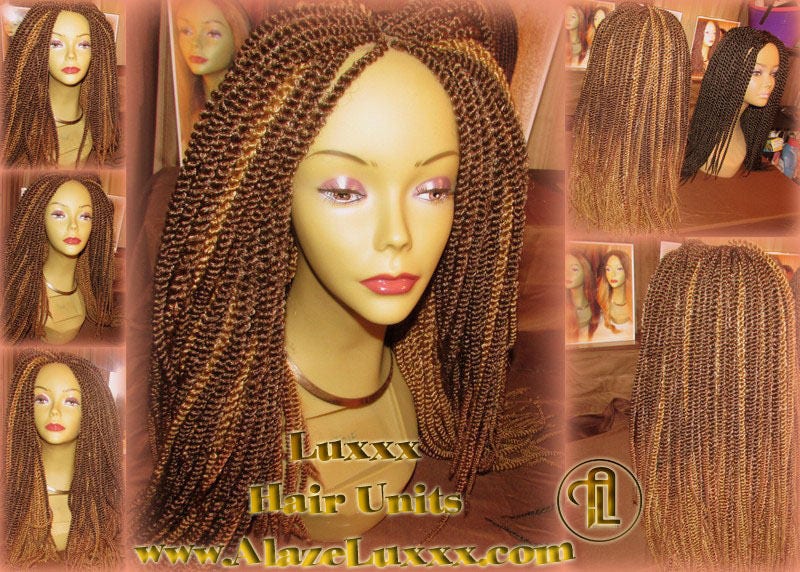 Kinky Marley Twist Honey Blonde Straight Drop 2Tone Brown Wig Unit! Wig Maker Twist Crochet Box Braid Braided Dred Lock