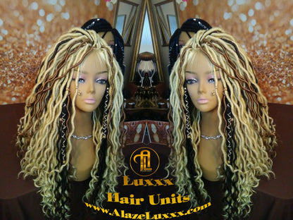Goddess Faux Dread Locs Wig Unit! Blonde #613 #27 Wavy NEW Festival! Marley Dred Dread Lock Twist Wig Crochet Rave Hair Coachella Wig