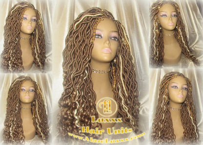Wavy Goddess Faux Locs Blonde Honey 27 Hair Gypsy Bohemian Boho Dread Loc 613 27 DE SE Dred Lock Crochet Braided Wigs Carnival Festival Hair