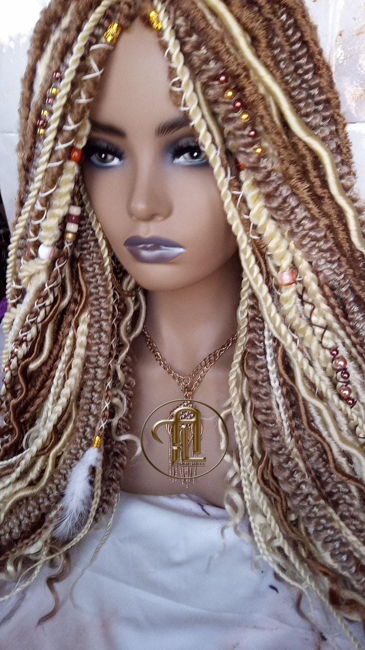 Dread Braid Wig Honey Blonde 27 613 White Blonde Brown Braids Dreads Mix Set Twist Soft Crochet Boho Dread Braid Set Bohemian extensions