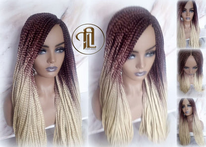 Box Braid Wig Ombre Gradient Brown Blonde 24 26 Inch Braid Wig Really Long Viking Braids Mermaid Hair Multi Color