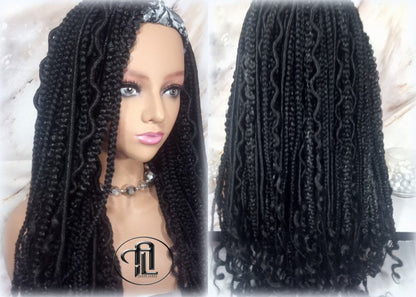 Braids Dreads Mix Headband Wig Black Set Twist Soft Crochet Boho Dread Braid Set Bohemian extensions