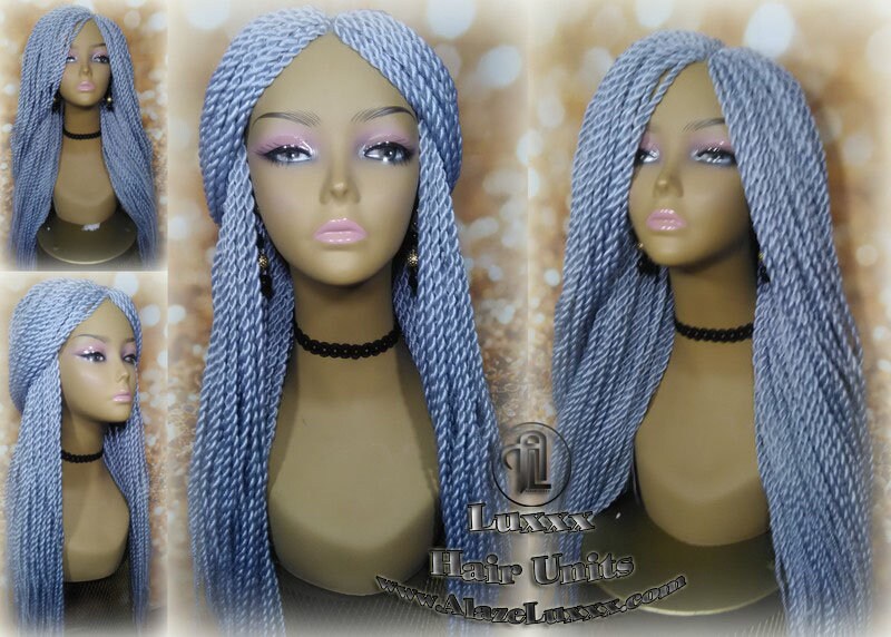 Senegalese Twist Wig Icy Grey 44 51 Gray Silver Braid Long Straight Small Micro Million Twist Wigs Braided Twisted Xpressions Braiding Hair