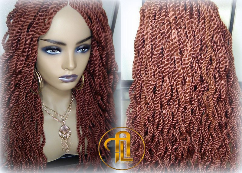Senegalese Twist Wig Auburn 350 Reddish  Long Wavy Curly  Braids Long Straight Medium Twist Braids woc wig Burnt Orange