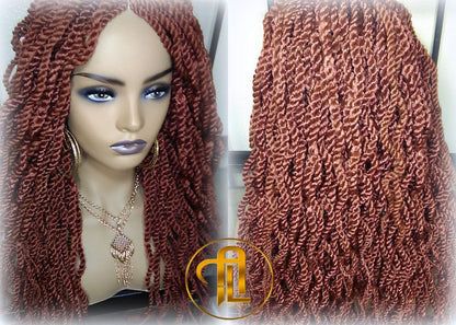 Senegalese Twist Wig Auburn 350 Reddish  Long Wavy Curly  Braids Long Straight Medium Twist Braids woc wig Burnt Orange
