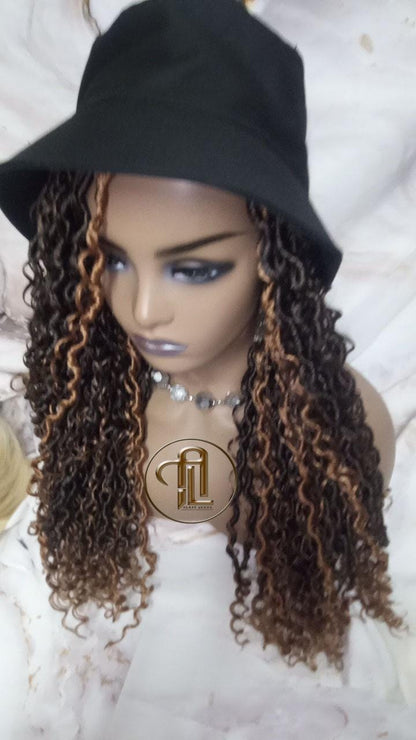 Bucket Hat Boho Goddess Locs  Ombre Brown Blonde Loc Wig Hat  Faux Locs Hat Wig  Dreads Locs Cap  Alopecia Chemo Hair Thinning Fisherman Hat
