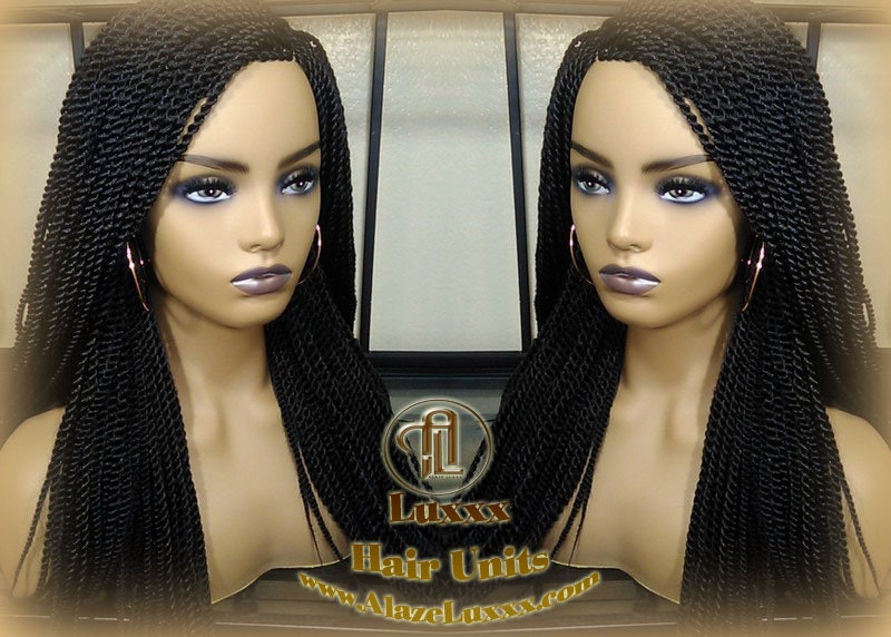 Long Straight Small Senegalese Twist Wig Black 1B Braided Twisted Wig Xpressions Braiding Hair Wig Black Wig Motown Tress Senegalese Twist