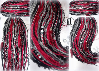 Ponytail Hair Fall Viking Extensions Black Red Elements Accents Feathers synthetic box braids renaissance hair scrunchie kawaii dreadlock