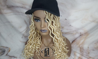 Goddess Locs Braid Wig Hat Baseball Cap 613 Blonde Ombre Mermaid Boho curly bohemian Short Curly 14 16 in Hat Wig Gym Braided Hat Wig Dreads
