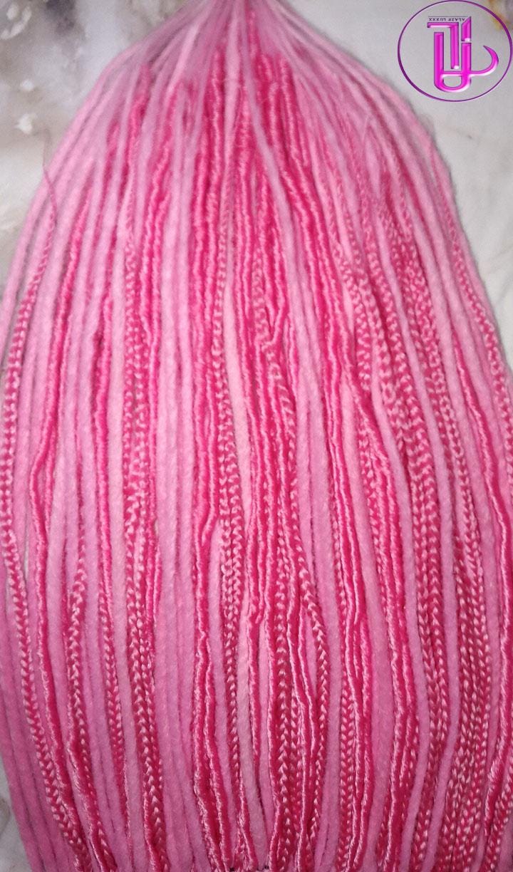 Single End Hot pink Light pink SE Set Straight wavy dreads textured braid Bohemian synthetic dreadlock Soft Boho Dread Braid Hair Extension