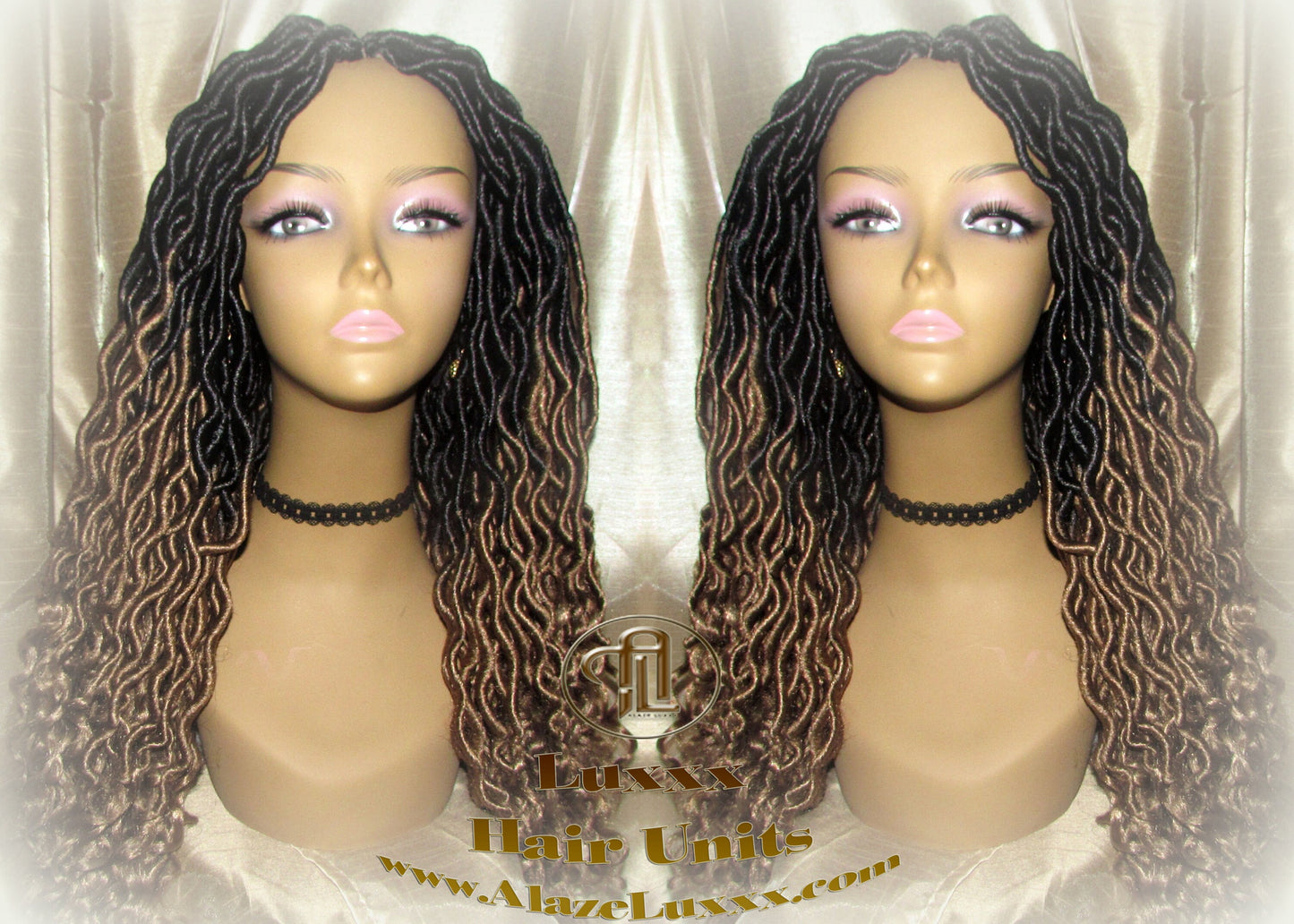 Goddess Faux Locs Gypsy Boho Ombre Black Blonde Long Synthetic Dreads Curly Wavy Cosplay Carnival Festival Braid Wig Alopecia Thinning Hair