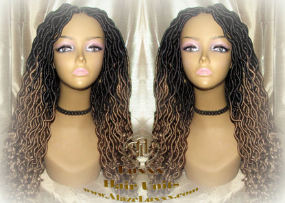 Goddess Faux Locs Gypsy Boho Ombre Black Blonde Long Synthetic Dreads Curly Wavy Cosplay Carnival Festival Braid Wig Alopecia Thinning Hair