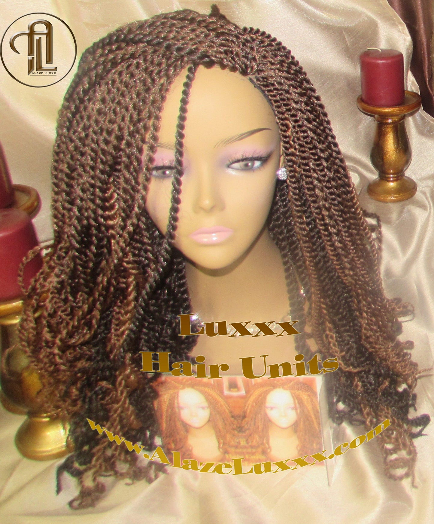 Soft Curly Kinky Twist Wig Unit Ready2Ship: 14/16' Chocolate Brown 4/27/30  2tone Alopecia Natural Kinky Marley Crochet Braided Braiding