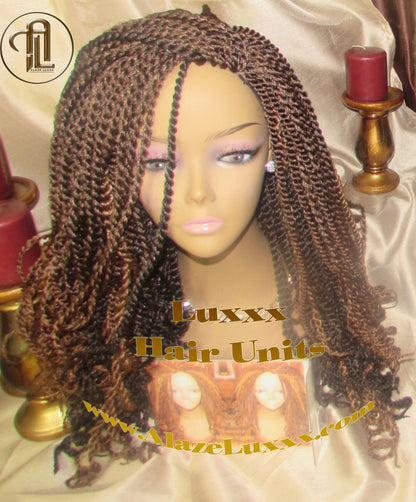 Soft Curly Kinky Twist Wig Unit Ready2Ship: 14/16' Chocolate Brown 4/27/30  2tone Alopecia Natural Kinky Marley Crochet Braided Braiding