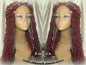 Bohemian Boho Hair Wig Dread Braided Faux Wig Rich Red Black Goddess Loc Wool Crochet Braided Wig Protective Style Hair Wig Box Braids Twist