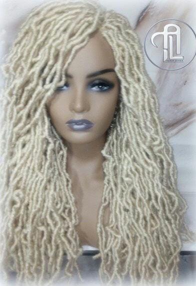 Nu Locs Distressed Soft Locs Platinum Blonde Braided Wig Gypsy Bohemian Boho 613 Goddess Faux Dread Locs Faux Locs