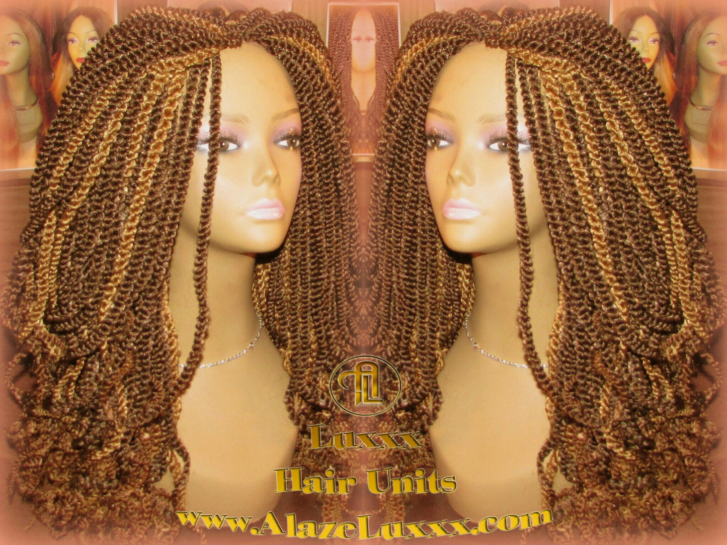 18' Long Blonde Bombshell  2Tone Brown Kinky Marley Twist Wig Unit! Alternative Hair Senegalese Twist Crochet Box Braid Braided Dred Lock