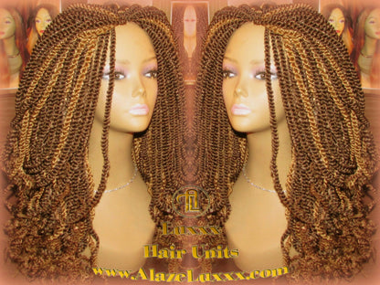 18' Long Blonde Bombshell  2Tone Brown Kinky Marley Twist Wig Unit! Alternative Hair Senegalese Twist Crochet Box Braid Braided Dred Lock