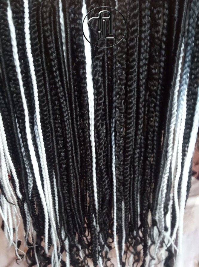 Black Silver White Grey Single Ended SE 100 Piece Set Kit Mixed Soft Crochet Boho Dread Braid Extensions Textured Natural Realistic
