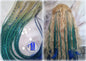 Blonde Teal Green Blue Ombre Clip in Braid Long 24 in Boho Extensions Box braiding hair Rave Festival Elements Feathers