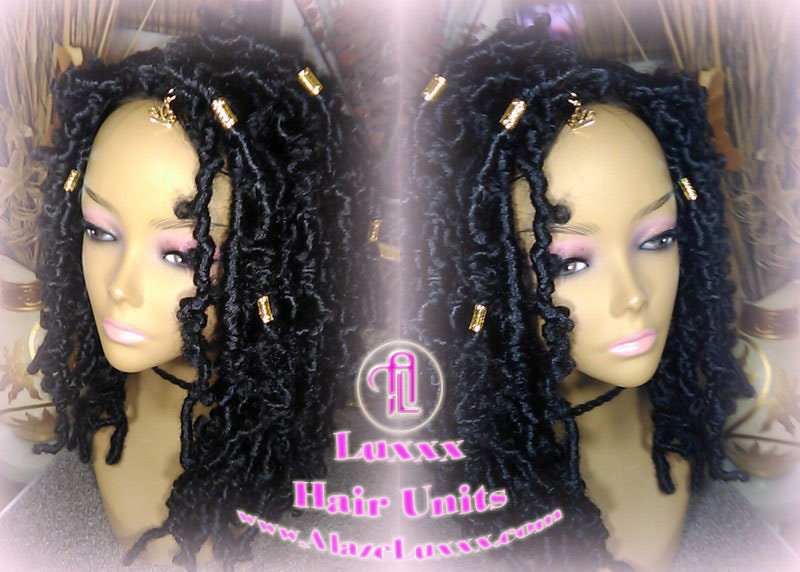 Black short butterfly locs wig boho gypsy 1b Jet black Short Medium Braid Wig Black Lace Closure Baby Hair Braid Wig Festival hair
