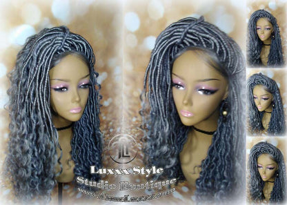 Lace Frontal Lace Front Straight Storm Silver Grey Gray 44 51 Platinum Gypsy Goddess Faux Dread Loc  Lock Crochet Freetress Model Model Wig