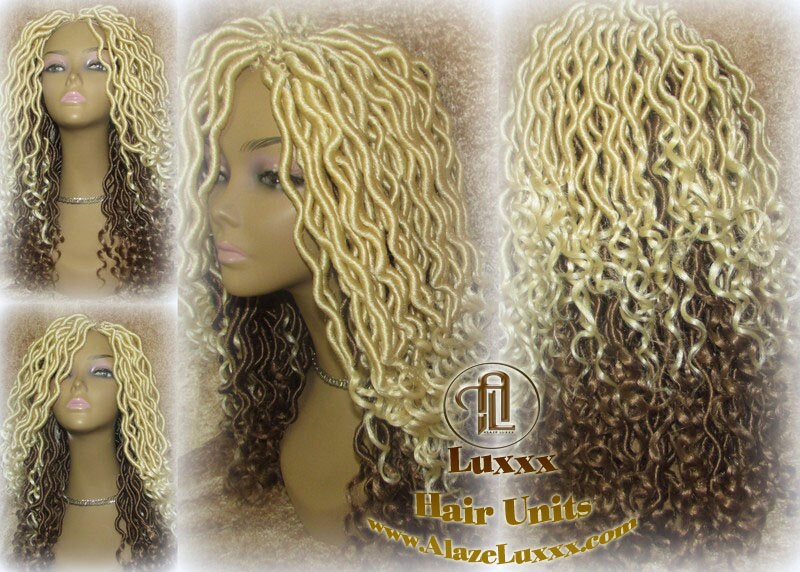 Platinum Blonde Honey Blonde Full Synthetic Dread Wig Few Criss-Crosses Wrapped Uni-Sex Wig Kawaii Gypsy Bohemian Boho Goddess Extensions