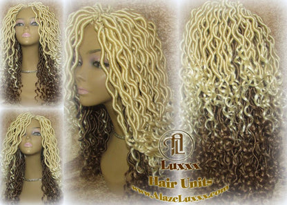 Platinum Blonde Honey Blonde Full Synthetic Dread Wig Few Criss-Crosses Wrapped Uni-Sex Wig Kawaii Gypsy Bohemian Boho Goddess Extensions