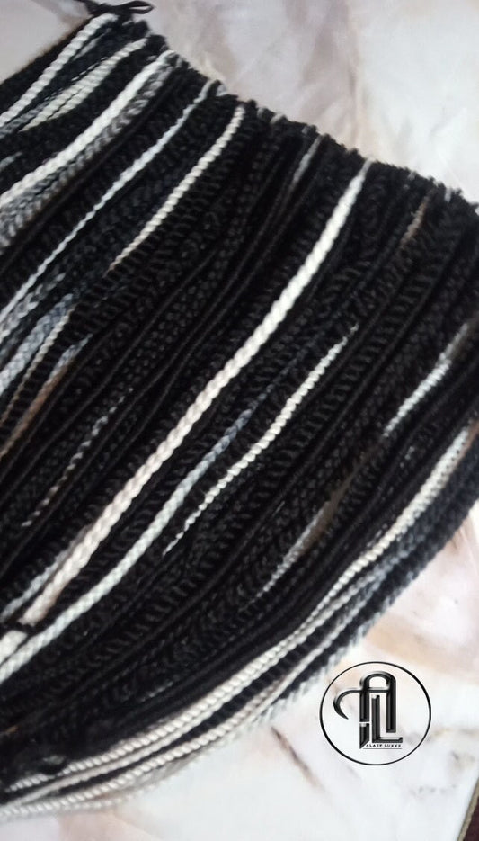 Black Silver White Grey Single Ended SE 100 Piece Set Kit Mixed Soft Crochet Boho Dread Braid Extensions Textured Natural Realistic