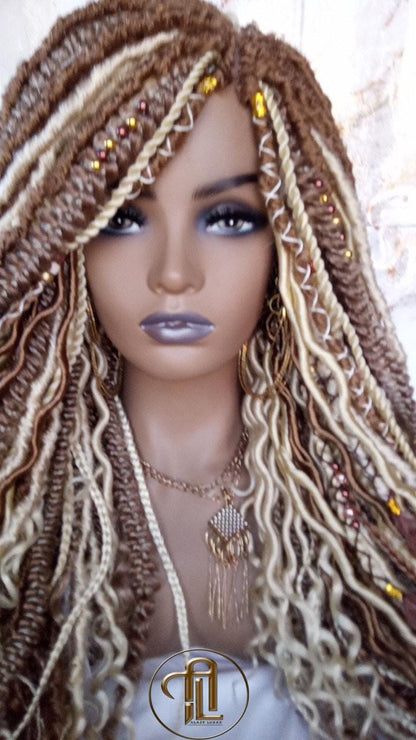 Dread Braid Wig Honey Blonde 27 613 White Blonde Brown Braids Dreads Mix Set Twist Soft Crochet Boho Dread Braid Set Bohemian extensions