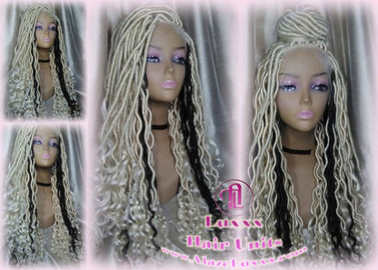 Lace Closure Wig Platinum Blonde Brown Goddess Faux Locs Gypsy Boho 613 Boho Braid Wig Gypsy Bohemian Cosplay Mermaid Summer Spring Wig