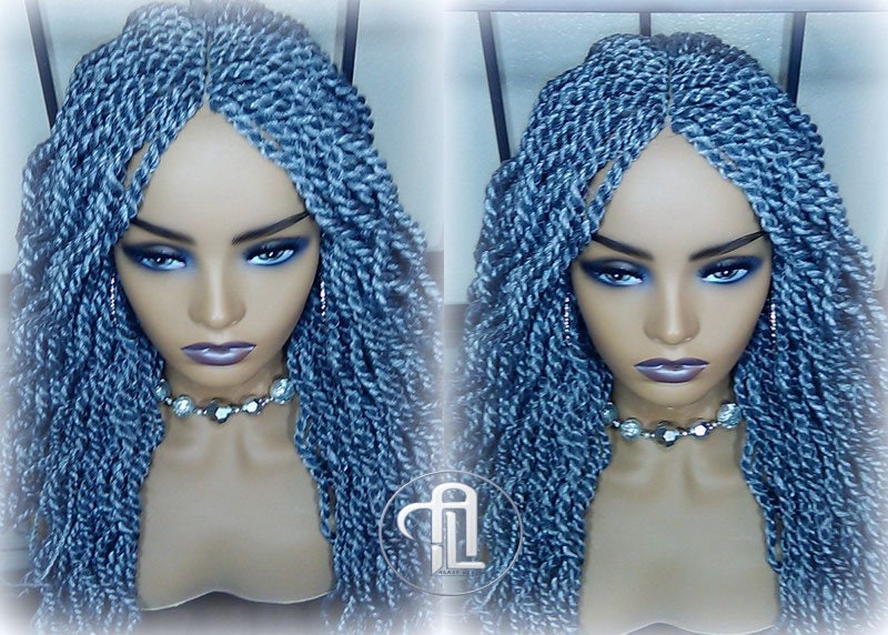 Senegalese Twist Wig Salt Pepper  44 51 Long Wavy Curly Grey Silver Braids Long Straight Small Storm Twist Platinum Braids woc wig
