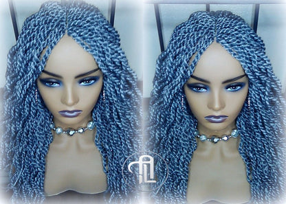 Senegalese Twist Wig Salt Pepper  44 51 Long Wavy Curly Grey Silver Braids Long Straight Small Storm Twist Platinum Braids woc wig