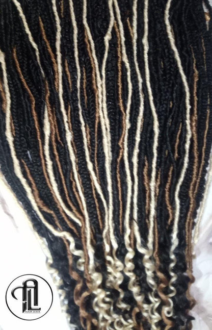 Black Blonde 613 Honey Blonde 27 Single Ended SE 75 Piece Set Kit Goth Mixed Soft Witch Boho Dread Braid Hair Wraps Extensions Textured