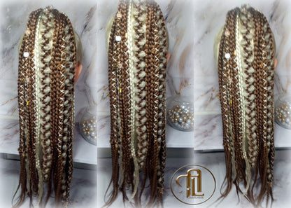 Ponytail Hair Fall Viking Renaissance Extensions Blonde Brown Elements Accents Feathers synthetic box braids hair scrunchie clipin Butterfly