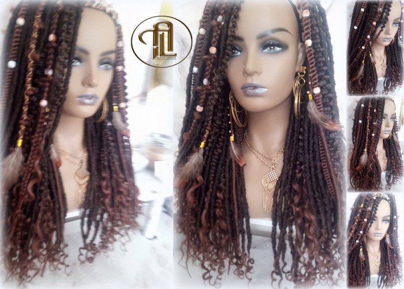 Headband Wig Brown 30 Black Dreads Mix Set Twist Soft Crochet Boho Dread Braid Set Bohemian extensions