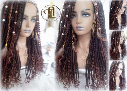 Headband Wig Brown 30 Black Dreads Mix Set Twist Soft Crochet Boho Dread Braid Set Bohemian extensions