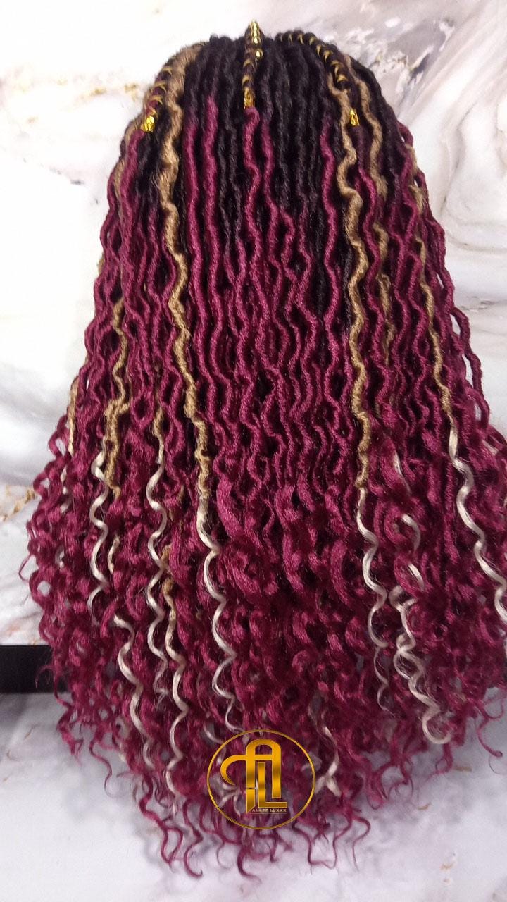 Full Lace Wig Red Burgundy 1b Black 530 Long Ombre Goddess Locs Honey Blonde 27 Marley Synthetic Braided Wig Curl Ends Bohemian Boho Gypsy