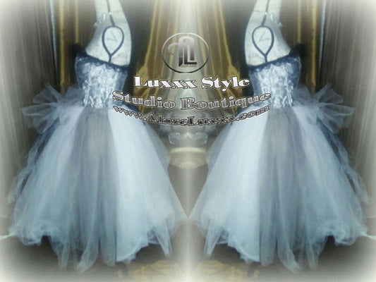 Silver White TuTu Tulle Corset Skirt Wedding Prom Party Dress Quinceanera Sweet16 Bridesmaid Burlesque Homecoming Cosplay EDC RAVE Festival